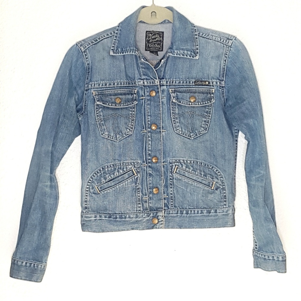 Lucky Brand Cropped Denim Jean Jacket Size XS Blue